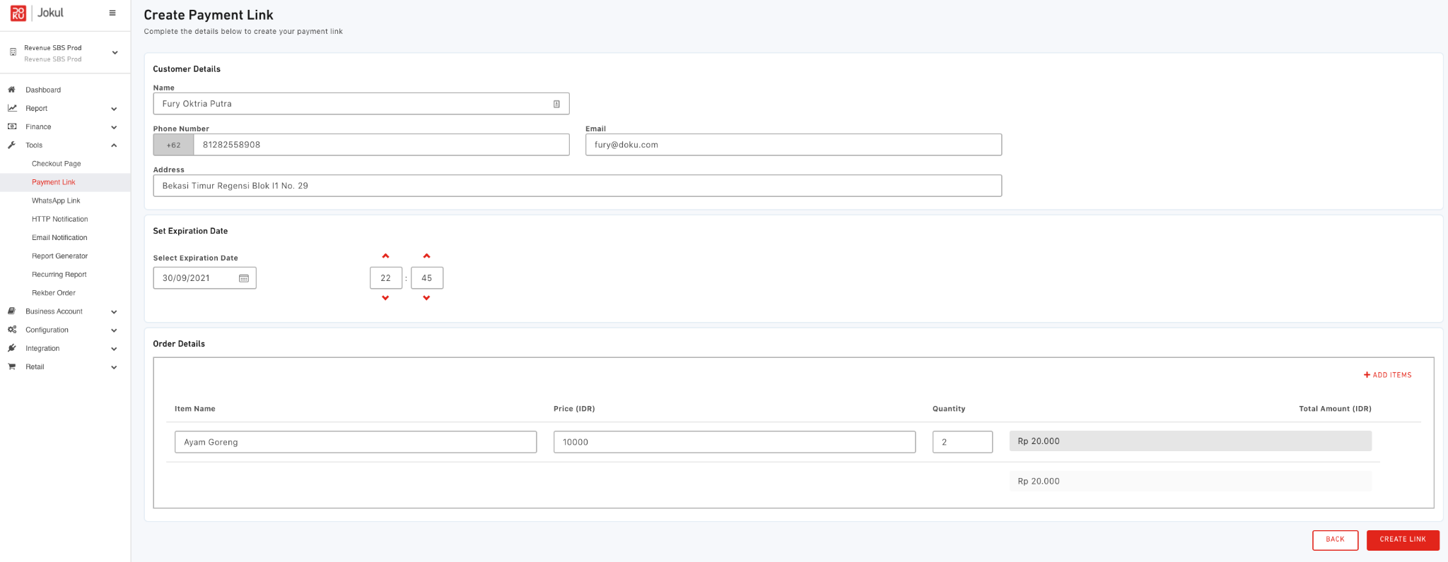Create Payment Link